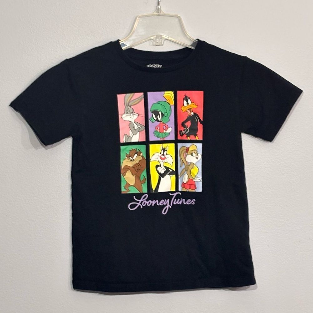 Warner Brothers Girls Looney Tunes Black Graphic T-Shirt Medium (7/8) Bugs Bunny